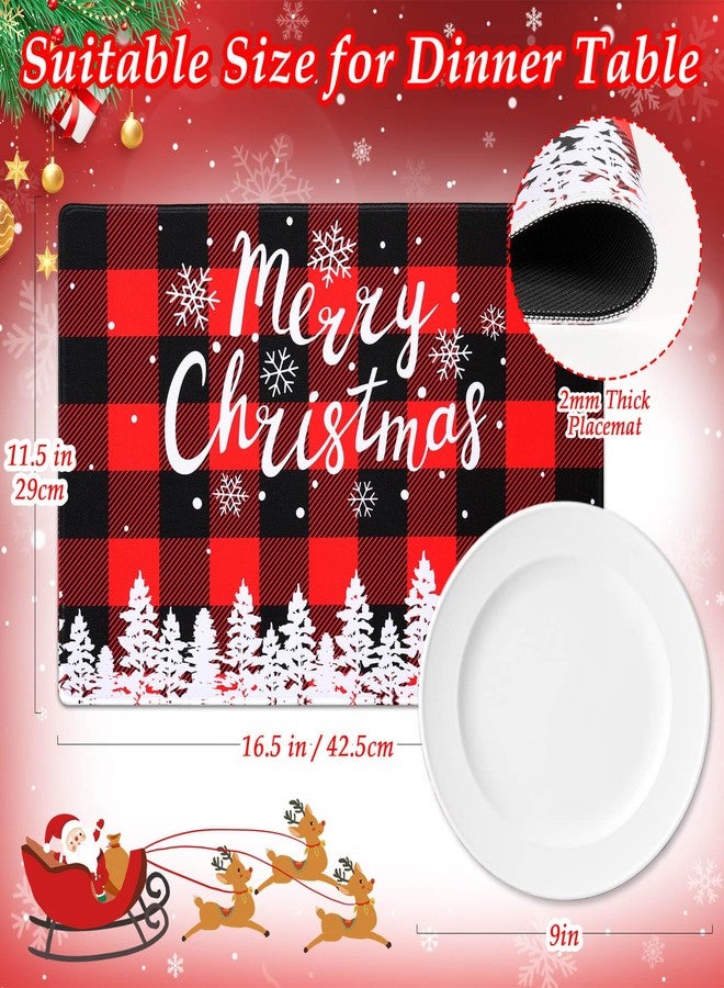 Billbotk Christmas Placemats Set of 6, Non-Slip Place Mats for Dining Table, Merry Christmas Snowflake Buffalo Plaid Placemats for Xmas Decorations - Image 3