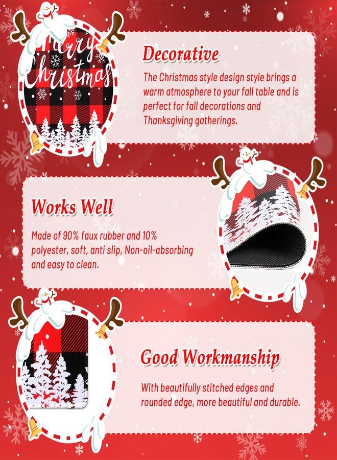 Billbotk Christmas Placemats Set of 6, Non-Slip Place Mats for Dining Table, Merry Christmas Snowflake Buffalo Plaid Placemats for Xmas Decorations - Image 5