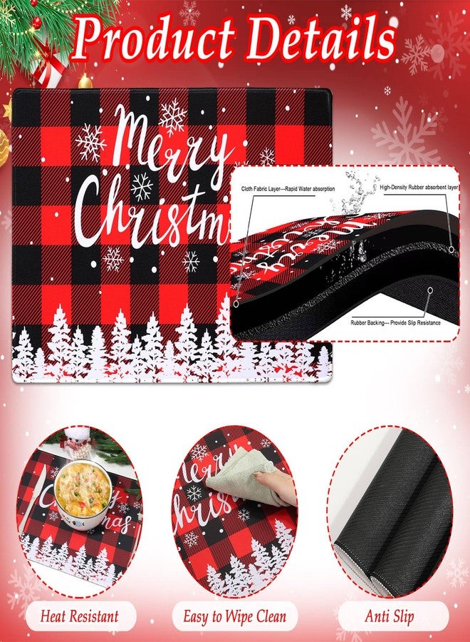 Billbotk Christmas Placemats Set of 6, Non-Slip Place Mats for Dining Table, Merry Christmas Snowflake Buffalo Plaid Placemats for Xmas Decorations - Image 4