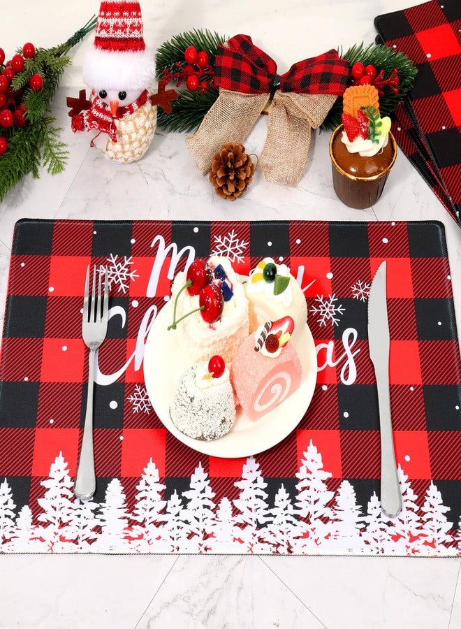Billbotk Christmas Placemats Set of 6, Non-Slip Place Mats for Dining Table, Merry Christmas Snowflake Buffalo Plaid Placemats for Xmas Decorations - Image 2