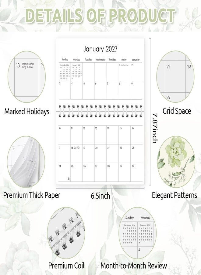 Zuozee Pocket Calendar 2025-2027, Green 2026-2027 Monthly Planner -3.7" x 6.7" for Purse, Runs from September 2025 Until December 2027, Monthly Planner Pocket Size with Coil Organizing & Planning - Image 3