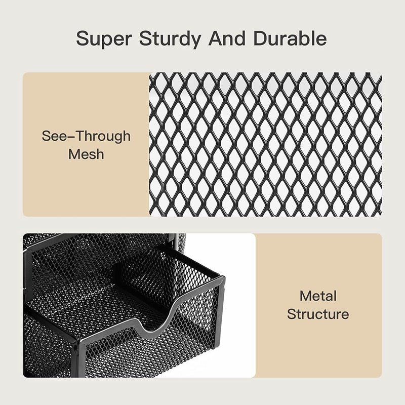 LEAFZY Metal Mesh Desk Organizer Pen Holder | Wire Frame Storage Stand for Office, Study & Makeup | Compact Stationery Organizer for Pens, Pencils & Accessories | Home & Desk Décor (9 Compartment) - Image 5