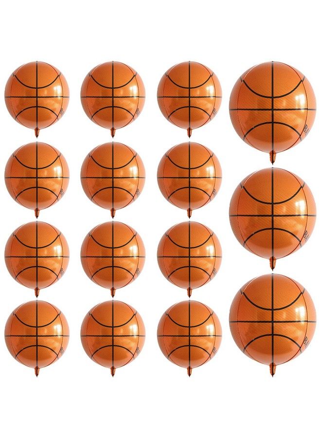 HaiMay 15 Pieces Large Balloons 22 Inches 360 Degree Round Balloons Metallic Helium Balloons Basketball Balloons 4D Balloons Mylar Foil Balloons Birthday Balloons Party Balloons - Image 1