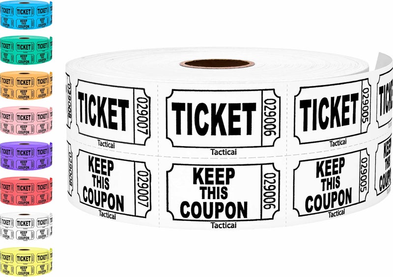 Tacticai 1000 Tacticai Raffle Tickets, White (1 of 8 Colors), Double Roll, Ticket for Events, Entry, Class Reward, Fundraiser & Prizes - Image 3