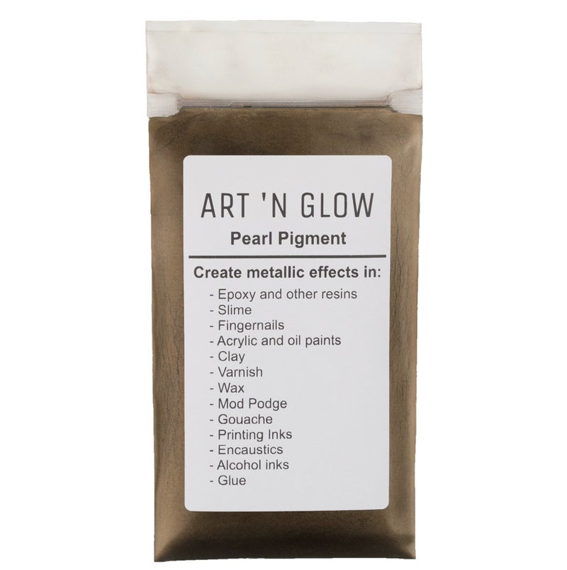 Art 'N Glow Mica Pearl Pigment Powder - 25 Grams - Fine Pearl Pigment for Epoxy Resin - Great Choice for Creatives - Acrylic Paints - Art Crafts - Bath Bomb - 10+ Colors Available - (Brown) - Image 1
