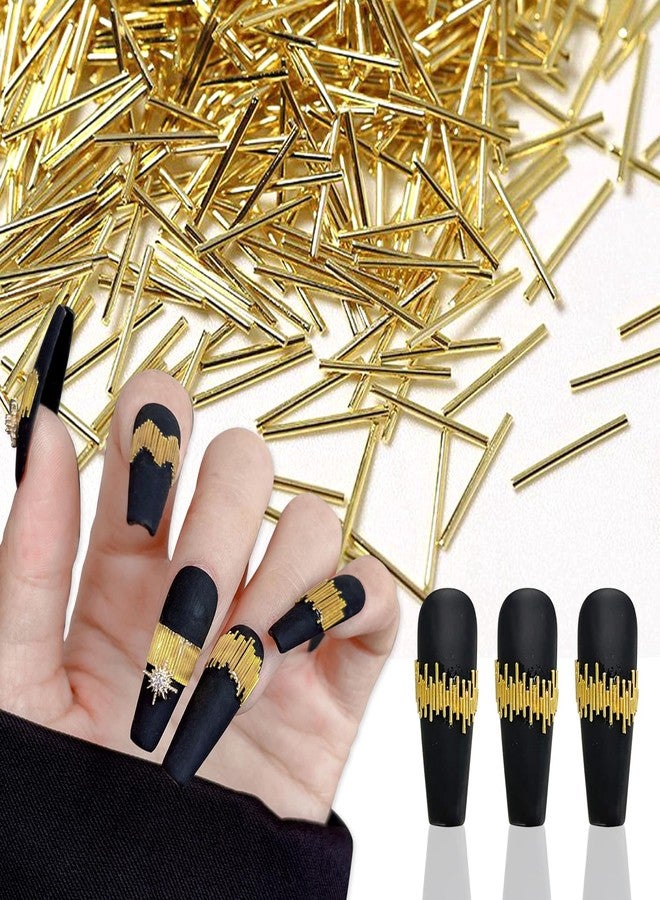 SILPECWEE 1200Pcs Metal Reflective Thin Strip 3D Nail Charms Silver Gold Nail Reflective Silk Straight Rods Nail Rivet Shinny Nail Art Studs Charms for Nail Decoration Craft Supplies - Image 1