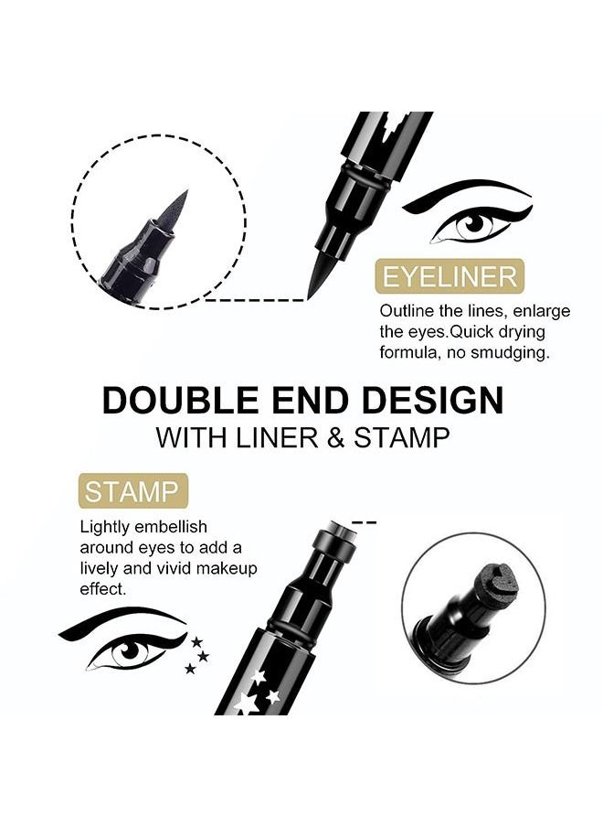 Double Head Wing-sealed Liquid Eyeliner Long-lasting All-day Waterproof - Sweat-proof Long-lasting Smooth Black Liquid Eyeliner - Heart