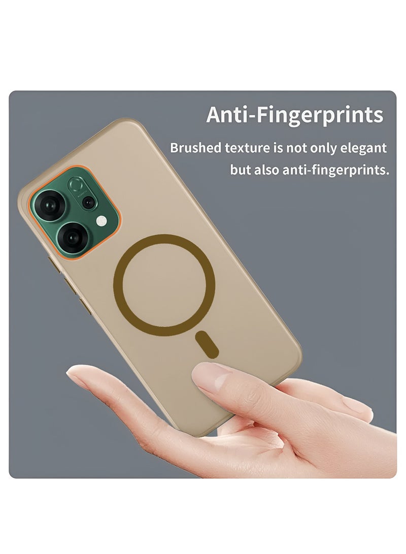 Wtech Oppo Reno14 5G 2025 Hybrid Translucent Magsafe with Magnetic Charging Raised Camera Lips Elegant Look Case Cover (MCMPMN) - Brown - Image 4