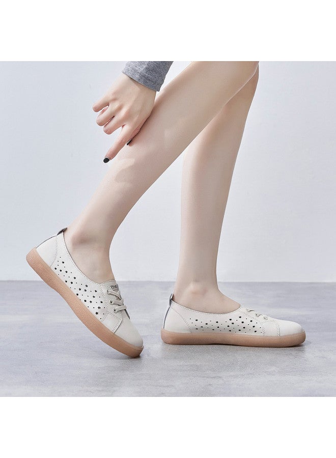 ZHR Bovine Split Leather + Jelly Sole】breathable Mesh Women's Casual Shoes, Summer Sports Shoes, White Sneakers For Women - Image 4