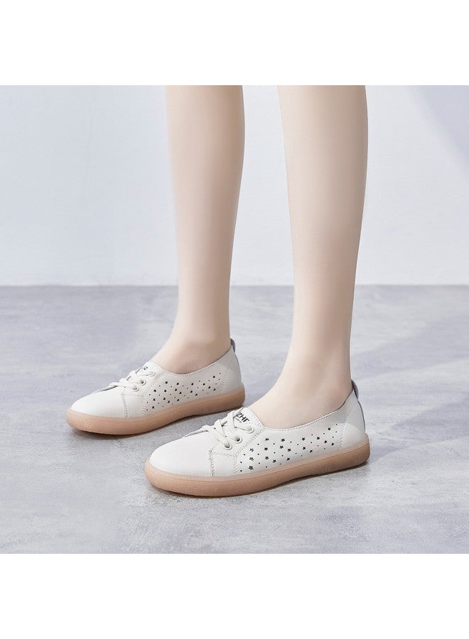 ZHR Bovine Split Leather + Jelly Sole】breathable Mesh Women's Casual Shoes, Summer Sports Shoes, White Sneakers For Women - Image 3