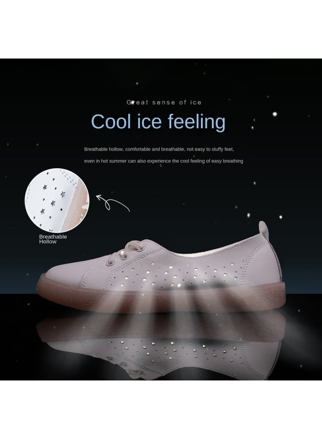 ZHR Bovine Split Leather + Jelly Sole】breathable Mesh Women's Casual Shoes, Summer Sports Shoes, White Sneakers For Women - Image 5
