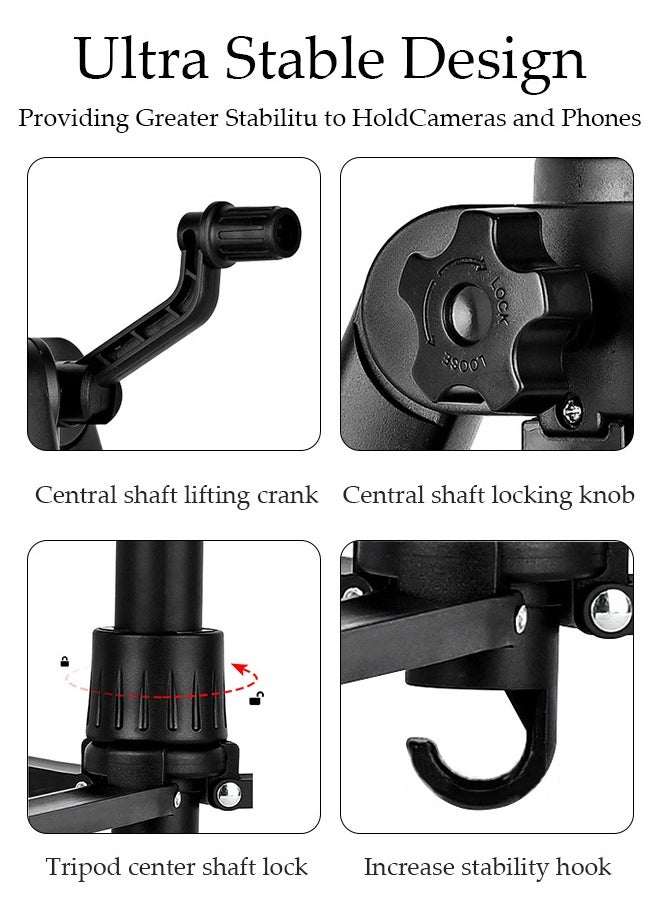 DUNISO - Tripod Stand Extendable Phone Tripod Stand with Portable Pouch, Portable Phone Tripod Stand, Phone Mount for iPhone＆ Android Phone Gopros DSLR Cameras - Image 1