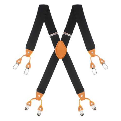 Peluche Novelist Charmer Black & Tan Brown X Back 8 Clips Suspender (Strap Width- 3.5cm) - Image 4