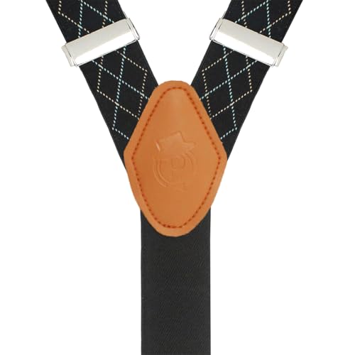 Peluche Novelist Charmer Black & Tan Brown X Back 8 Clips Suspender (Strap Width- 3.5cm) - Image 5