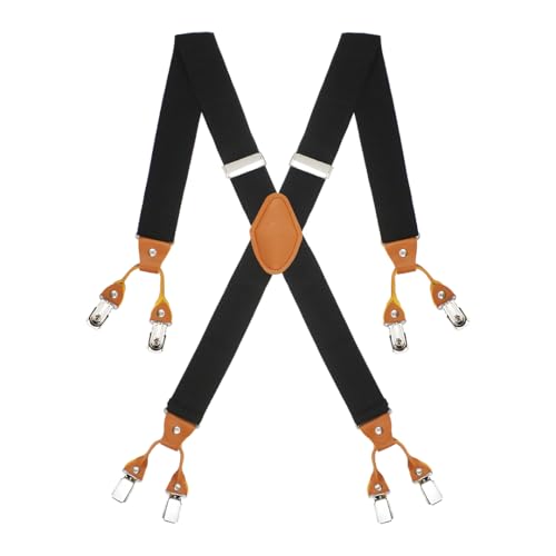 Peluche Novelist Charmer Black & Tan Brown X Back 8 Clips Suspender (Strap Width- 3.5cm) - Image 1