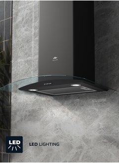 MILLEN Range Hood 60cm Curved Glass Black Chimney Hood  - Image 3