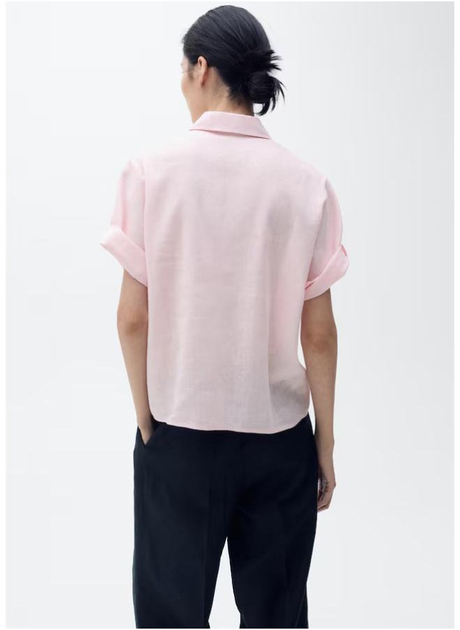 MANGO Short Sleeve Linen-Blend Shirt  - Image 2