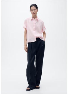 MANGO Short Sleeve Linen-Blend Shirt  - Image 4