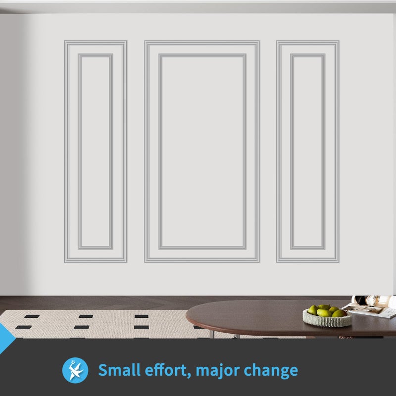 Art3d Premade Bilinear Frame Accent Molding Set, Pre-Cut Decorative Wainscoting Panel for Home DÃ©cor, Ready-to-Assemble Glue-On Wall Trim for Living Room Bedroom Corridor, 3 Whole Bilinear Frame - Image 3