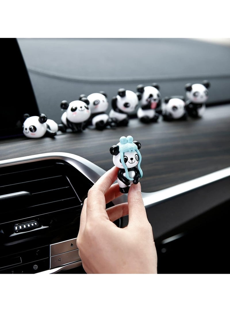Meetion Car Interior Mini Panda Doll Decoration Ornaments Pack of 8 - Image 2