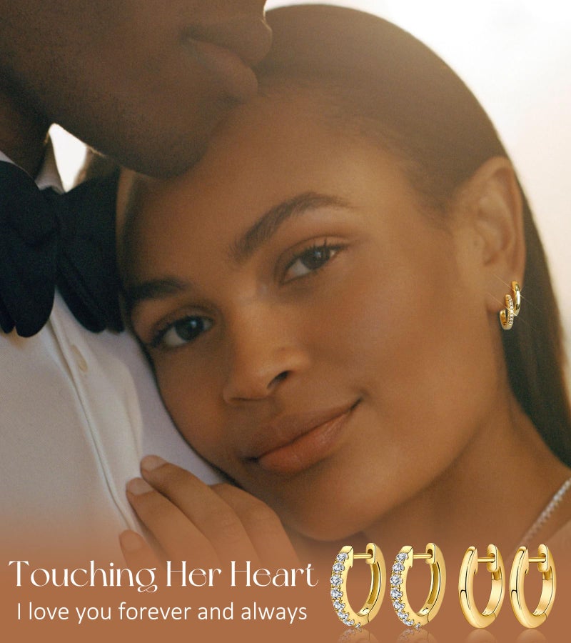 adoyi Gold Hoop Earrings Set for Women Gifts 14K Gold Plated Jewelry Sets Twisted Huggie Hoop Earrings Lightweight Valentine Anniversary Birthday Friendship Gift for Women - Image 4
