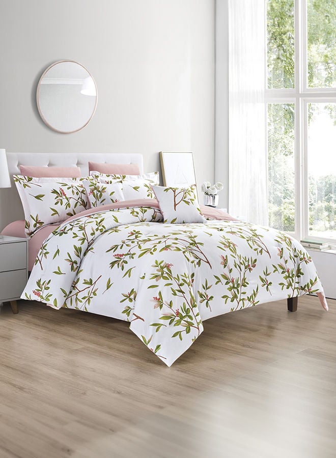 In-House Casey | Comforter Set 8 Pieces - King - 260x240 cm - White & Rose Pink  - Image 1