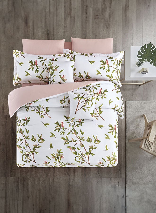 In-House Casey | Comforter Set 8 Pieces - King - 260x240 cm - White & Rose Pink  - Image 2