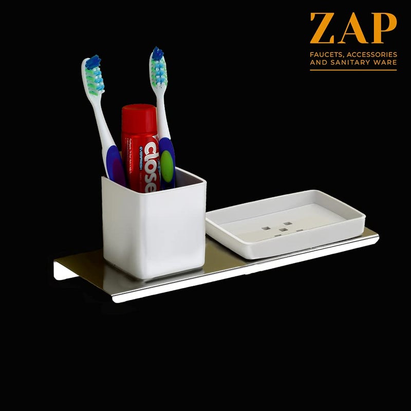 ZAP Toothbrush and Soap Holder for Bathroom, Bathroom Storage and Organizer, Wall Mount Stand Accessories Storage Set with Tumbler, Soap Dispenser, Drainage Tray, for Bathroom/Vanity/Toothpaste - Image 3