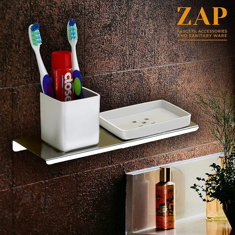 ZAP Toothbrush and Soap Holder for Bathroom, Bathroom Storage and Organizer, Wall Mount Stand Accessories Storage Set with Tumbler, Soap Dispenser, Drainage Tray, for Bathroom/Vanity/Toothpaste - Image 2