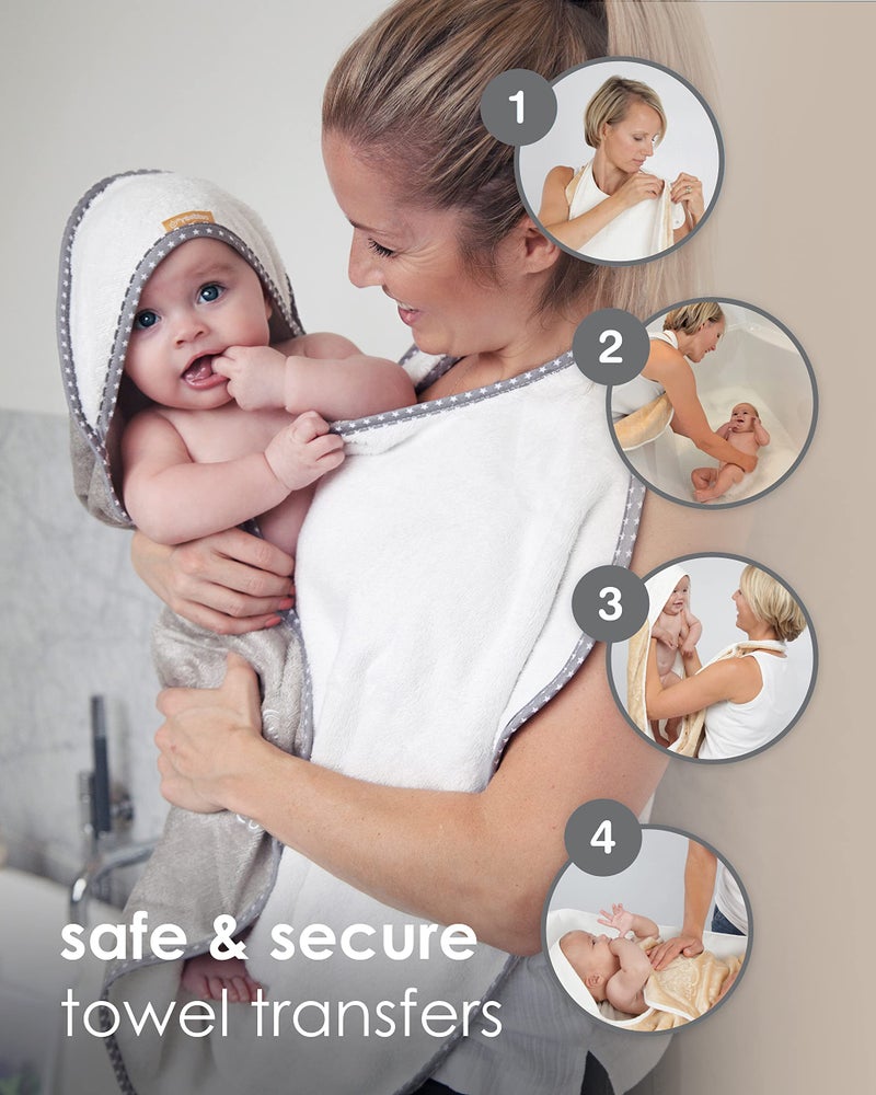 Cuddledry Hands Free Baby Bath Towel | Luxuriously Soft Cotton & Viscose Derived from Bamboo Hooded Baby Towel | Apron Towel for Safe Babies Bathtime | Perfect Newborn Gift | Gray - Image 2