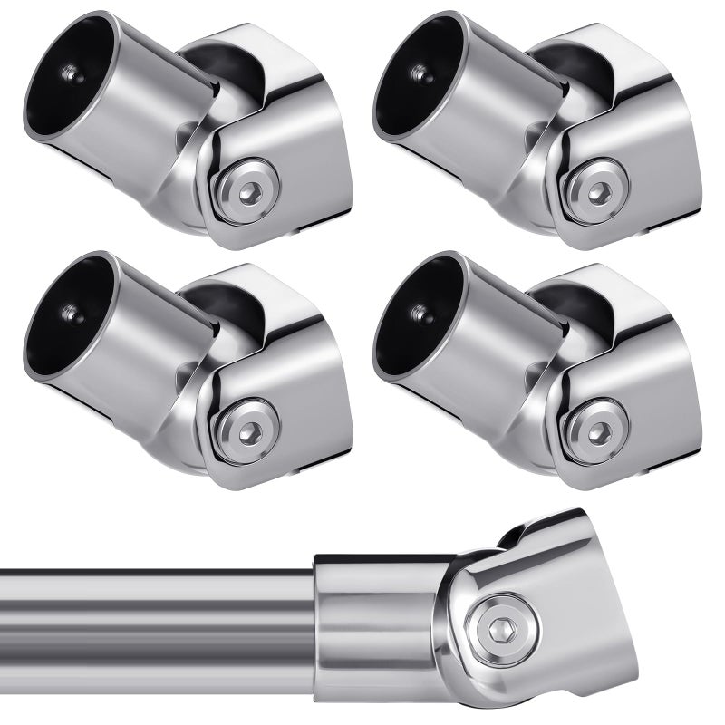 Zonon 4 Pack Shower Curtain Rods Single Swivel Flange Angled Shower Curtain Rods Bracket with Screws Brushed Nickel Finish 180Â° Rotation Fit 1" Outer Dia Rod for Bathroom Angled Sloped Ceiling Wall - Image 1