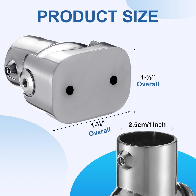 Zonon 4 Pack Shower Curtain Rods Single Swivel Flange Angled Shower Curtain Rods Bracket with Screws Brushed Nickel Finish 180Â° Rotation Fit 1" Outer Dia Rod for Bathroom Angled Sloped Ceiling Wall - Image 2