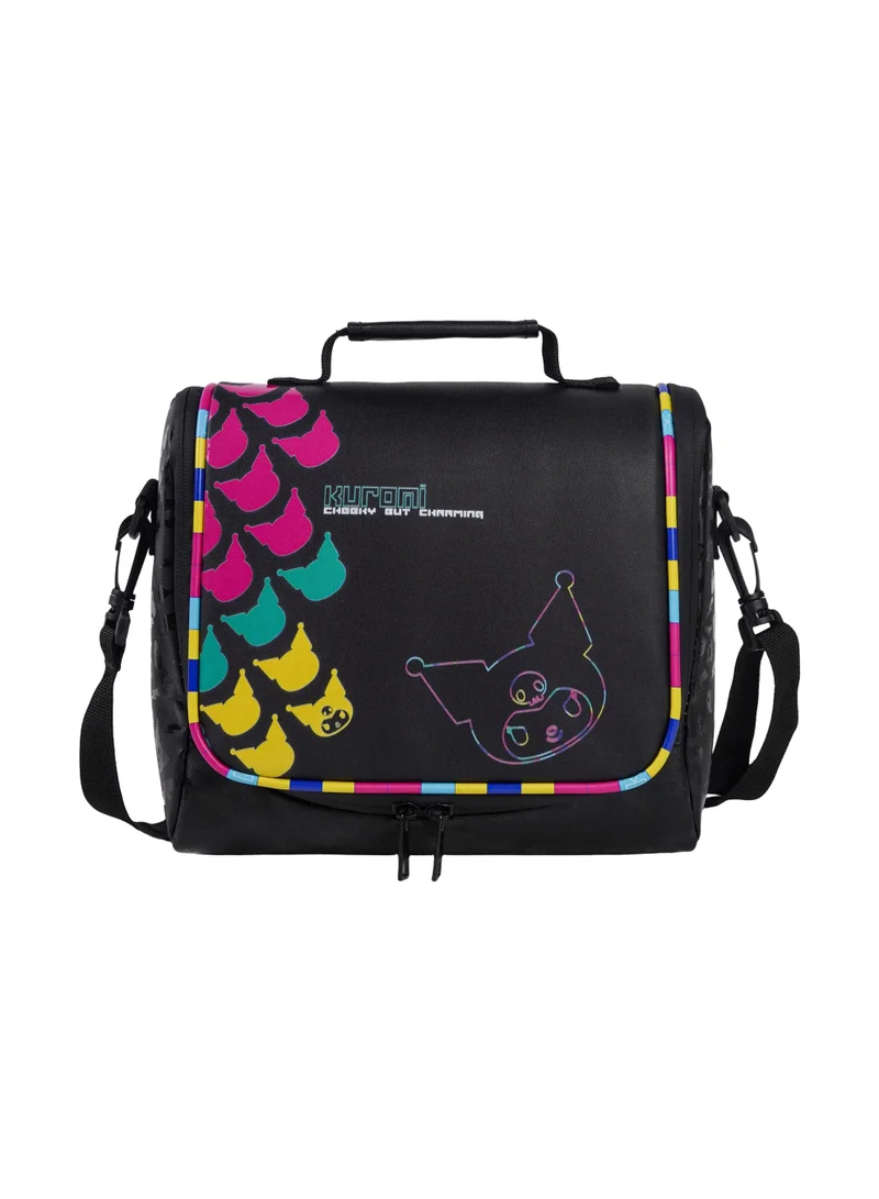 سانريو Sanrio Kuromi Premium Lunch Bag | Insulated PU Leather Lunch Tote | Kuromi Thermal Lunch Bag with Shoulder Strap