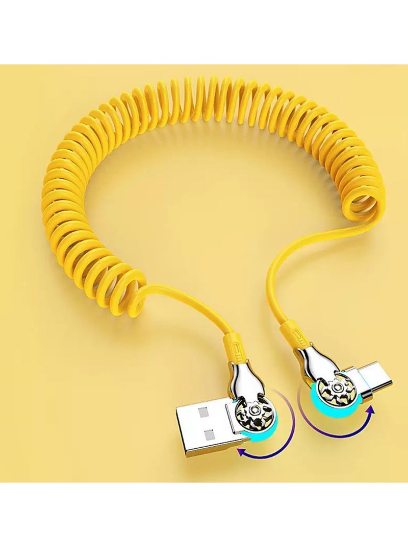 SYOSI 66W 6A Type C Super Fast Charging Rotating Spring Expansion Data Cable, Portable Stretch Charging Cable, Compatible with Android - Image 2