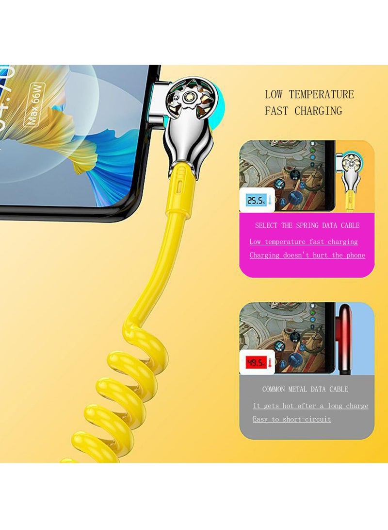 SYOSI 66W 6A Type C Super Fast Charging Rotating Spring Expansion Data Cable, Portable Stretch Charging Cable, Compatible with Android - Image 3