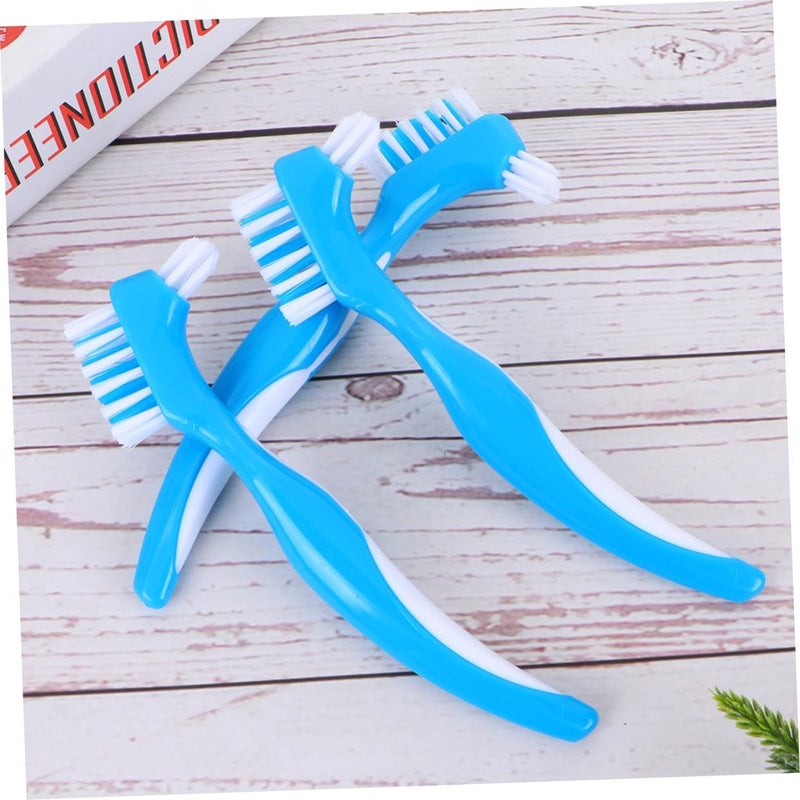 Denture Brush Set 3PCS Double-Sided False Teeth Cleaning Brush Anti-Slip Handle Portable Denture Care Tool for Home Use and Travel - Image 5