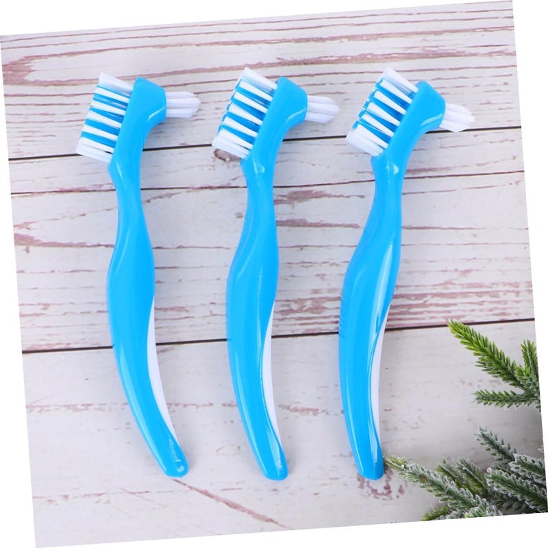 Denture Brush Set 3PCS Double-Sided False Teeth Cleaning Brush Anti-Slip Handle Portable Denture Care Tool for Home Use and Travel - Image 4