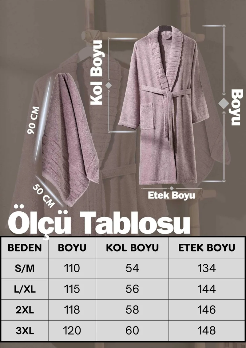 Mira Home Aqualoom Luxury Women's Bathrobe and Towel Set Cotton Plum