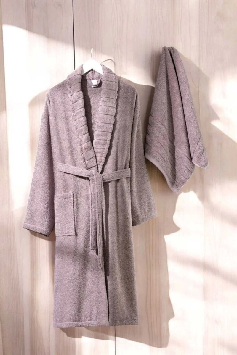 Mira Home Aqualoom Luxury Women's Bathrobe and Towel Set Cotton Plum