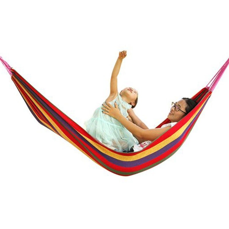 Inditradition Cotton Striped Foldable Hammock for Single Person Hanging Bed for Camping Outdoor Activities 197 CM x 80 CM Multicolor - Image 2