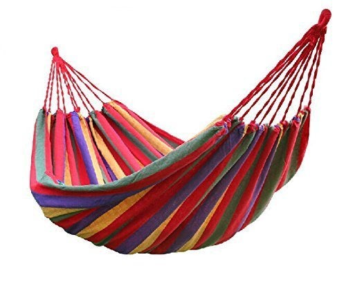 Inditradition Cotton Striped Foldable Hammock for Single Person Hanging Bed for Camping Outdoor Activities 197 CM x 80 CM Multicolor - Image 3