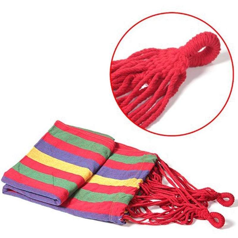 Inditradition Cotton Striped Foldable Hammock for Single Person Hanging Bed for Camping Outdoor Activities 197 CM x 80 CM Multicolor - Image 4