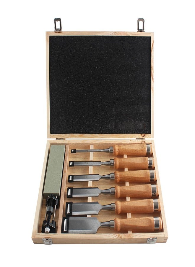 HODYANN 8 Pieces Wood Chisel Tool Sets, 11.4in Woodworking Carving Chisel Kit with Honing Guide, Sharpening Stone and Wooden Case - Image 1