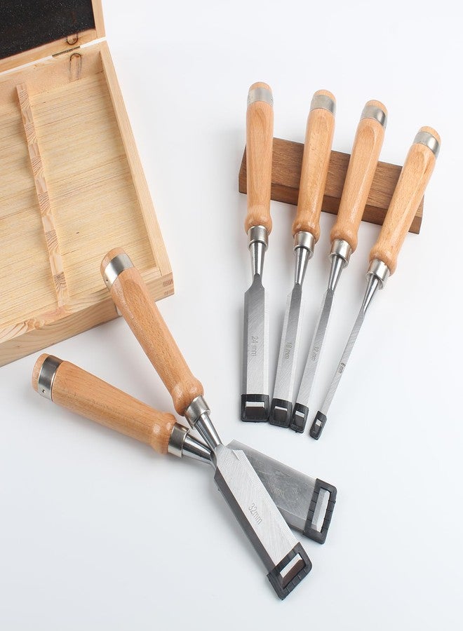 HODYANN 8 Pieces Wood Chisel Tool Sets, 11.4in Woodworking Carving Chisel Kit with Honing Guide, Sharpening Stone and Wooden Case - Image 2