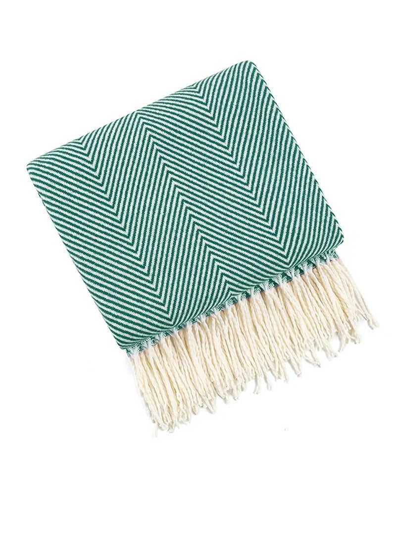 إسكدنيا محبوك شرابة تصميم بطانية خضراء - Image 4