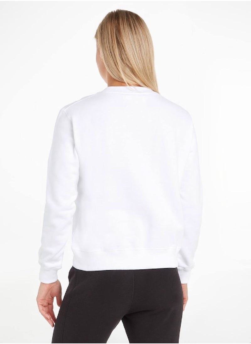 Calvin Klein Jeans - Calvin Klein Jeans Women's Sweatshirt - Sportswear - Cotton , White - Image 1
