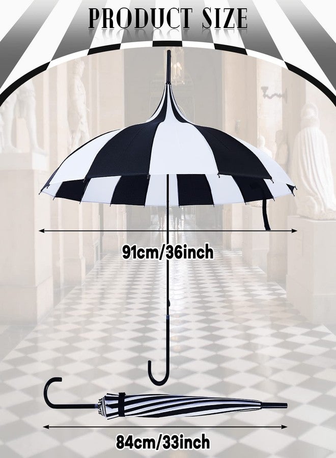 كويكاي مظلة كويكاي قطعتين، مظلة باغودا كبيرة الحجم بنمط قوطي عتيق للحماية من الأشعة فوق البنفسجية (أسود، أبيض) - Image 2