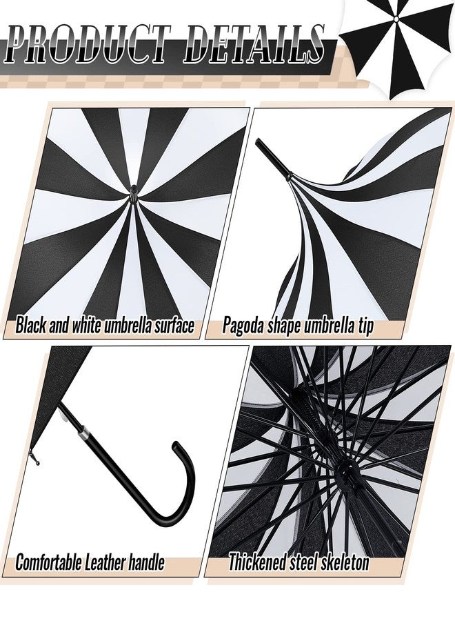 كويكاي مظلة كويكاي قطعتين، مظلة باغودا كبيرة الحجم بنمط قوطي عتيق للحماية من الأشعة فوق البنفسجية (أسود، أبيض) - Image 4