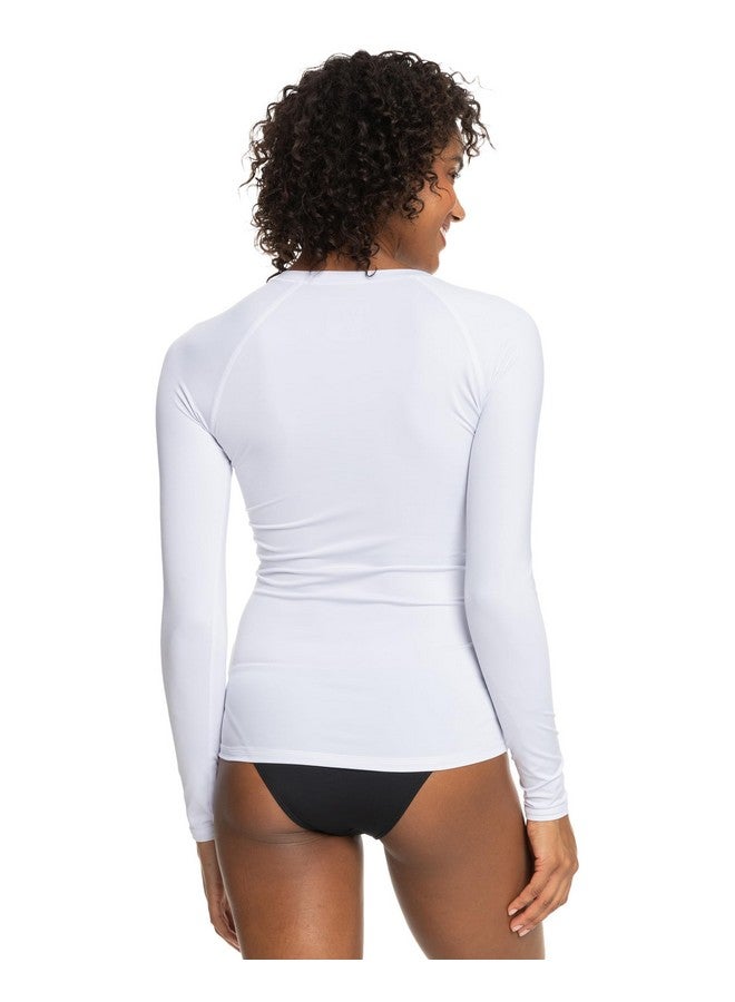 Roxy Women'S Standard Rash Guard Upf 50+Full Zip Long Sleeve Sun Protection Swim Shirt-Quick Dry Rashguard (Xs-Xxl), Bright White 233, Small  - Image 2