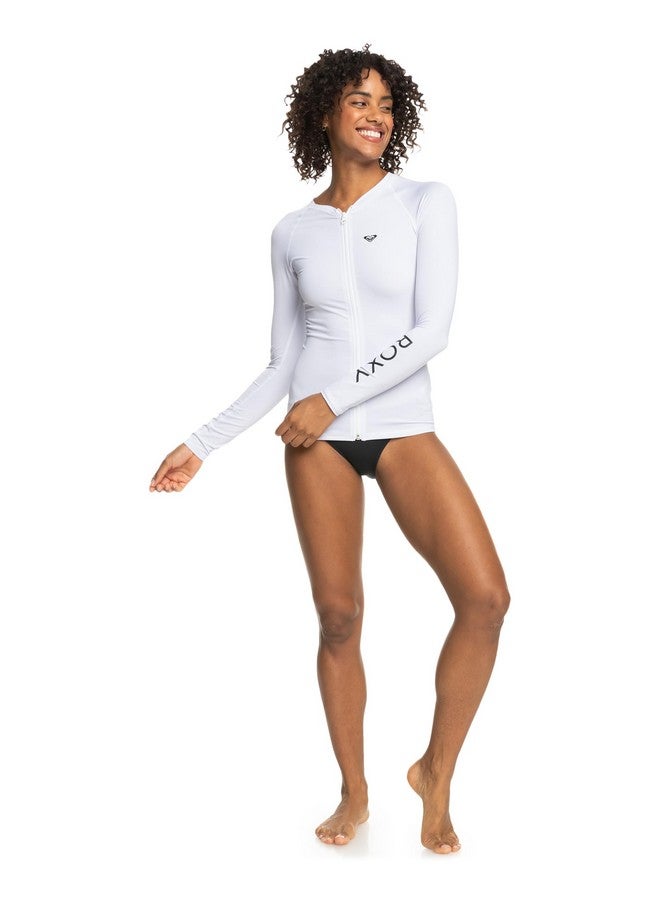 Roxy Women'S Standard Rash Guard Upf 50+Full Zip Long Sleeve Sun Protection Swim Shirt-Quick Dry Rashguard (Xs-Xxl), Bright White 233, Small  - Image 1